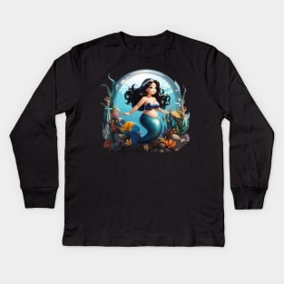 Sirenas Mermaid Plus Size Princess Kids Long Sleeve T-Shirt